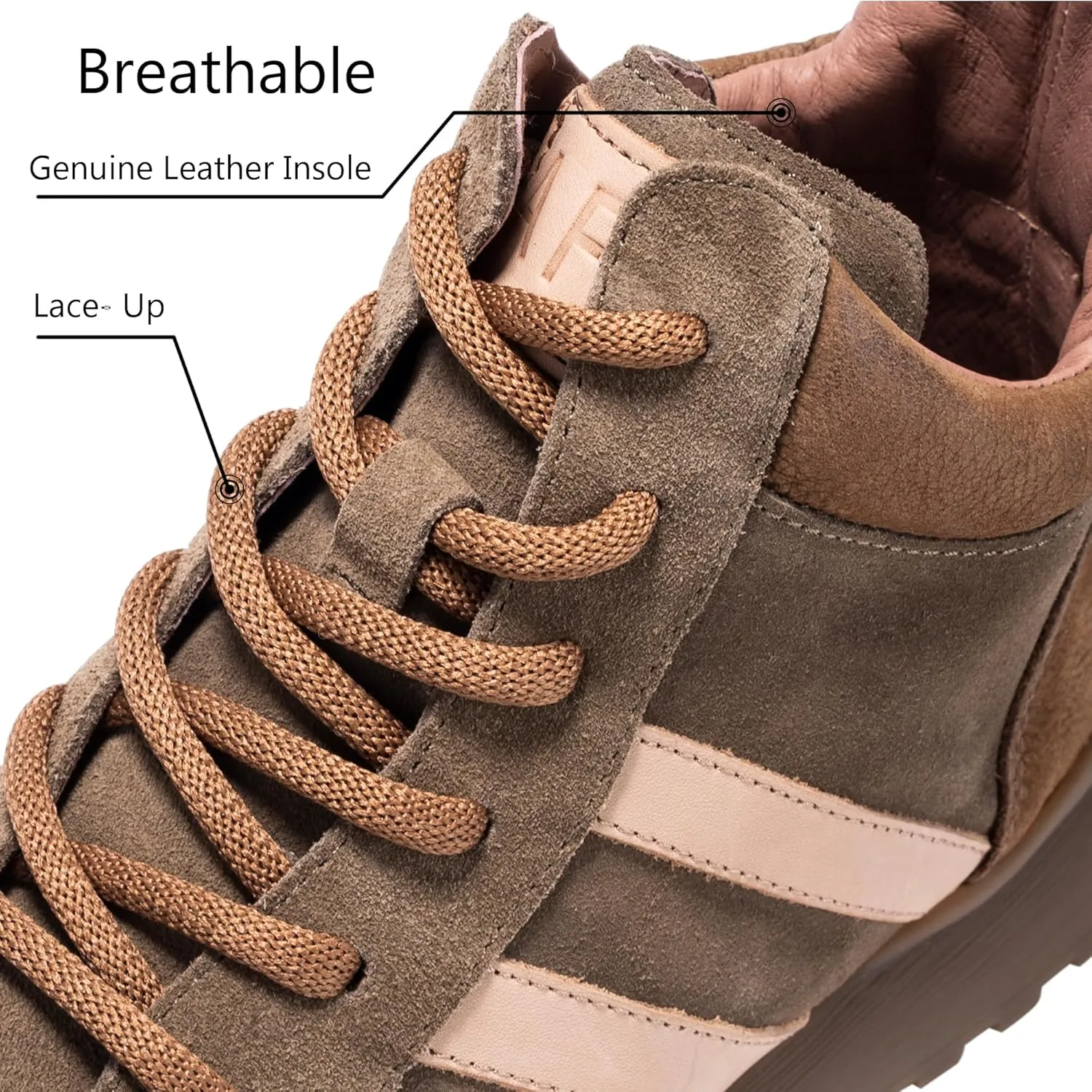 Fashion Sneakers for Women, Lace Up Walking Shoes Genuine Leather Patchwork, High Top Oxford Rubber Comfortable Durable Non-Slip Men Unisex