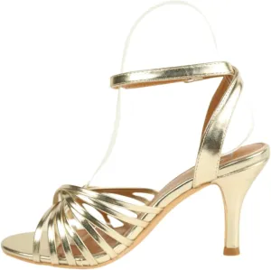 Fashion Thirsty Womens/Ladies Cyprus Metallic Multi Crossover Strap Wide Mid Heel Sandals (6 Wide) (Gold)