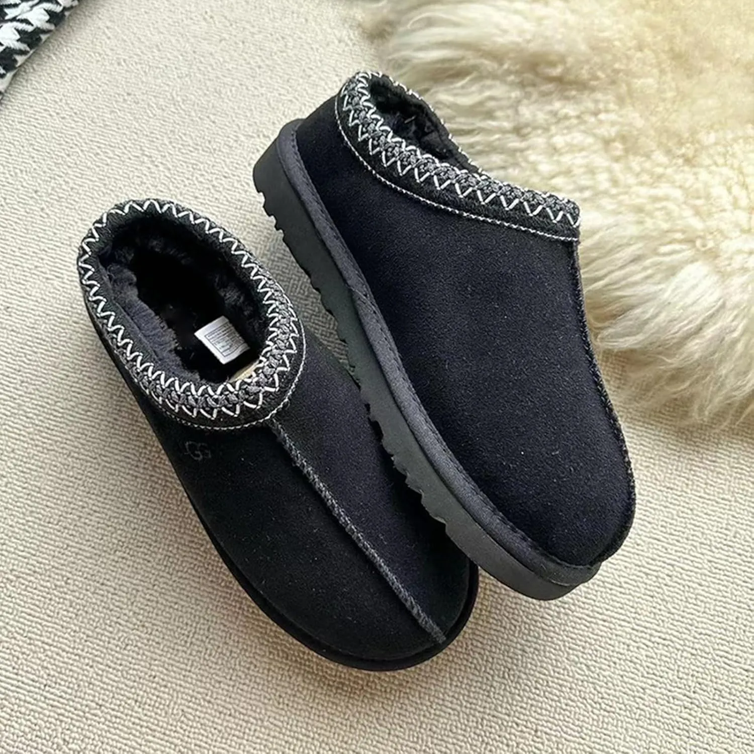 Fashion Winter Shaggy Platform Boots Children's Ankle Boots Little Kids Big Kids Wool Lined Slippers Girls Boys Warm Outdoor Indoor Home Anti-slip Trendy Mini Boots