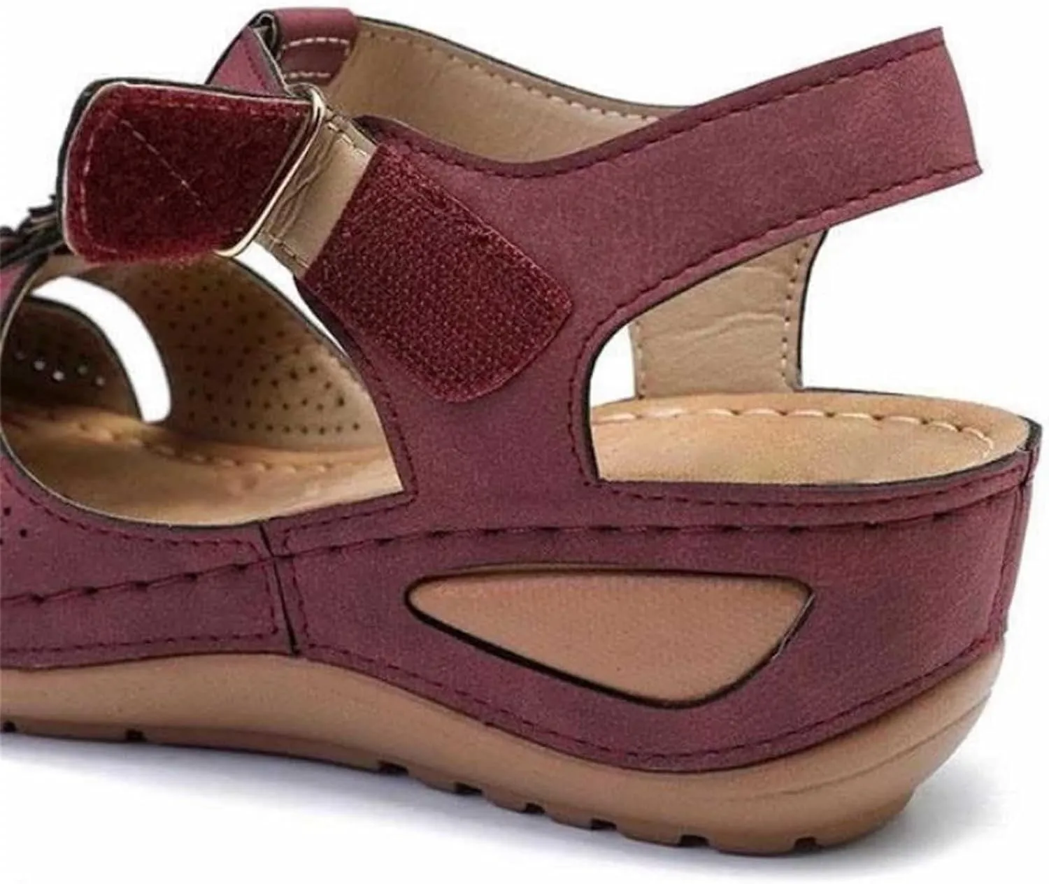 FFMA Women's Comfy Wedge Sandals Summer Closed Toe Sandals 2023 Platform Sandals Comfort Flat Loafers Strappy Vintage Peep Toe Suede Flats Sandal Shoes