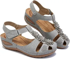 FFMA Women's Comfy Wedge Sandals Summer Closed Toe Sandals 2023 Platform Sandals Comfort Flat Loafers Strappy Vintage Peep Toe Suede Flats Sandal Shoes