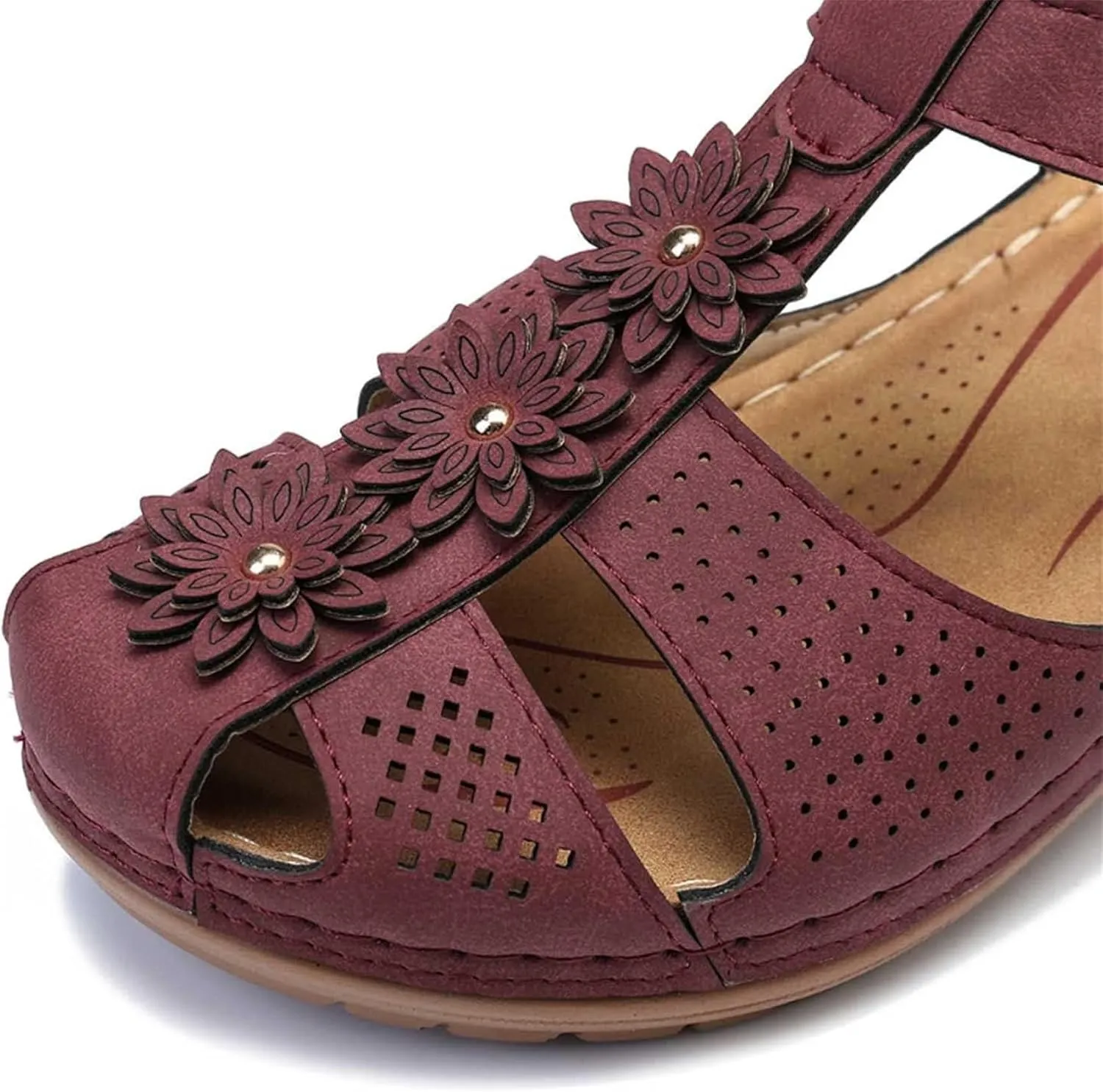 FFMA Women's Comfy Wedge Sandals Summer Closed Toe Sandals 2023 Platform Sandals Comfort Flat Loafers Strappy Vintage Peep Toe Suede Flats Sandal Shoes