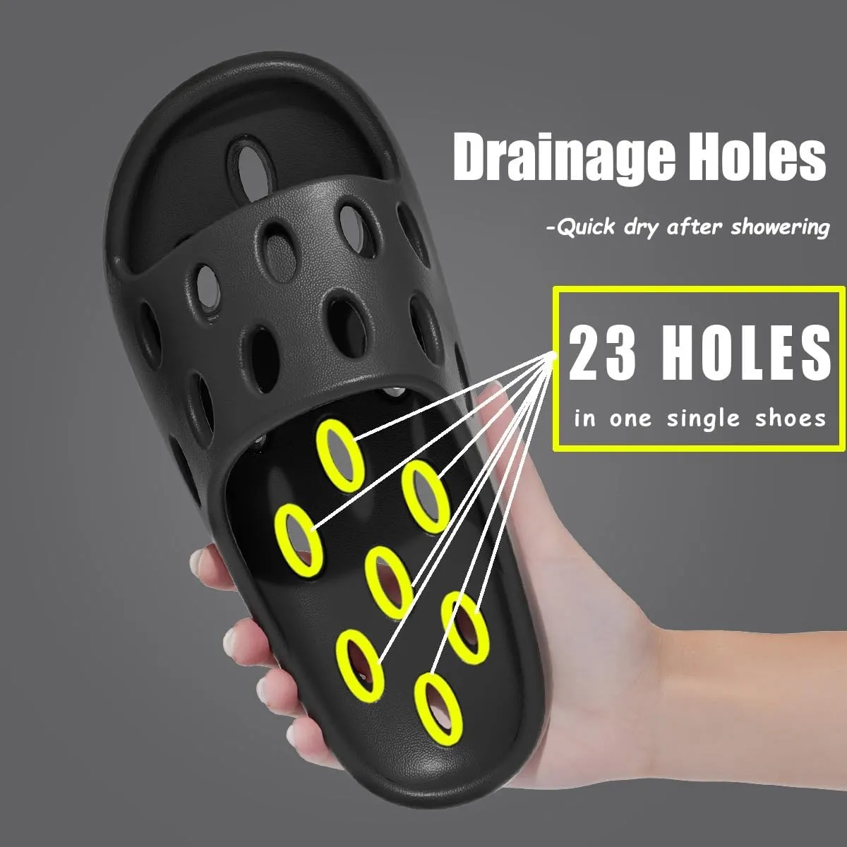 FINLEOO Mens Shower Shoes Wide With Holes Mens Shower Sandals Dry Quickly Non Slip Indoor Slippers Bedroom Pool Spa College Dorm