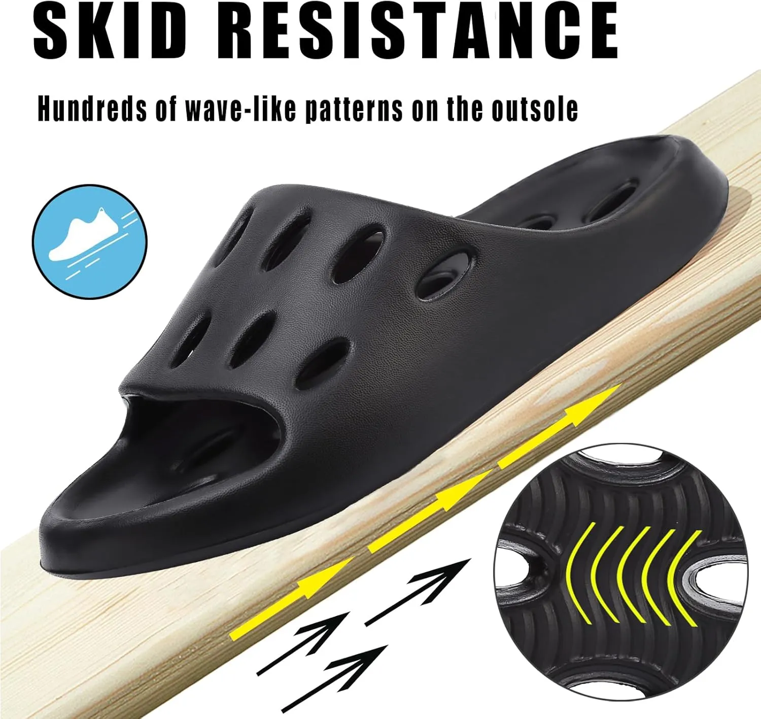 FINLEOO Mens Shower Shoes Wide With Holes Mens Shower Sandals Dry Quickly Non Slip Indoor Slippers Bedroom Pool Spa College Dorm