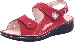 Finn Comfort Barbuda Women's Dressy Casual Flat Sandals, Black, White