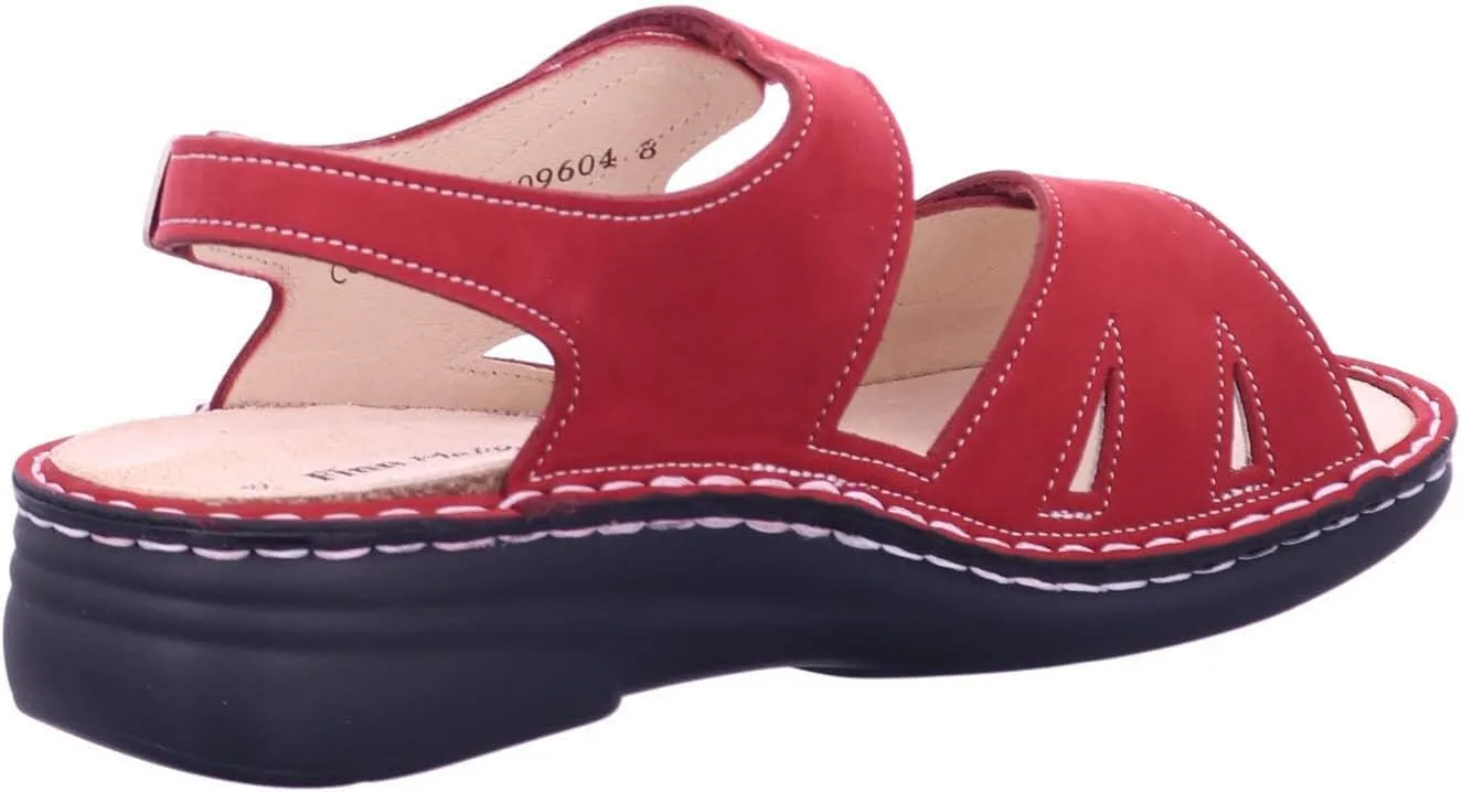 Finn Comfort Barbuda Women's Dressy Casual Flat Sandals, Black, White