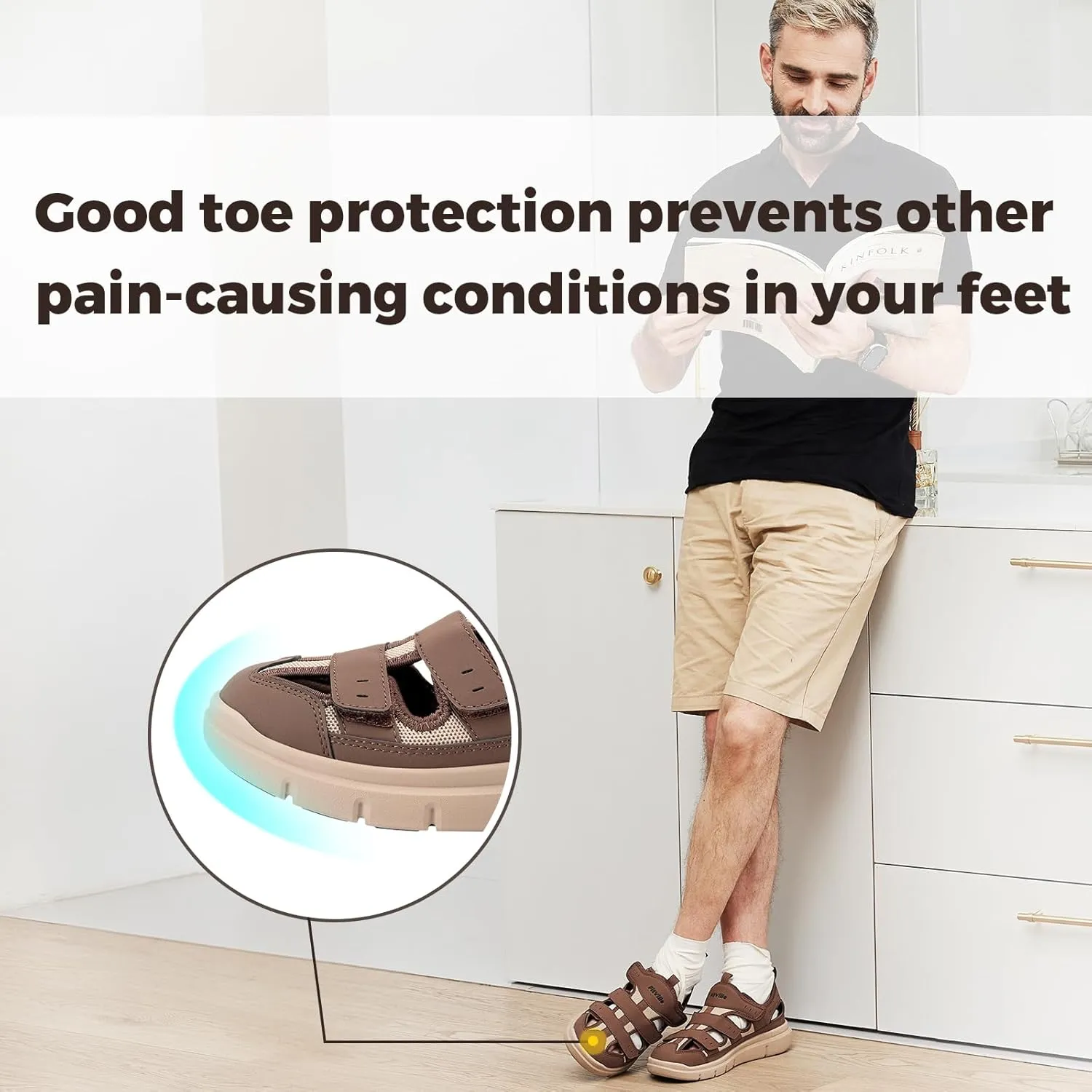 FitVille Diabetic Sandals for Men Extra Wide Width with Arch Support Plantar Fasciitis Sandals for Men with Fully Adjustable Straps Comfortable Mens Extra Wide Sandals Lightweight