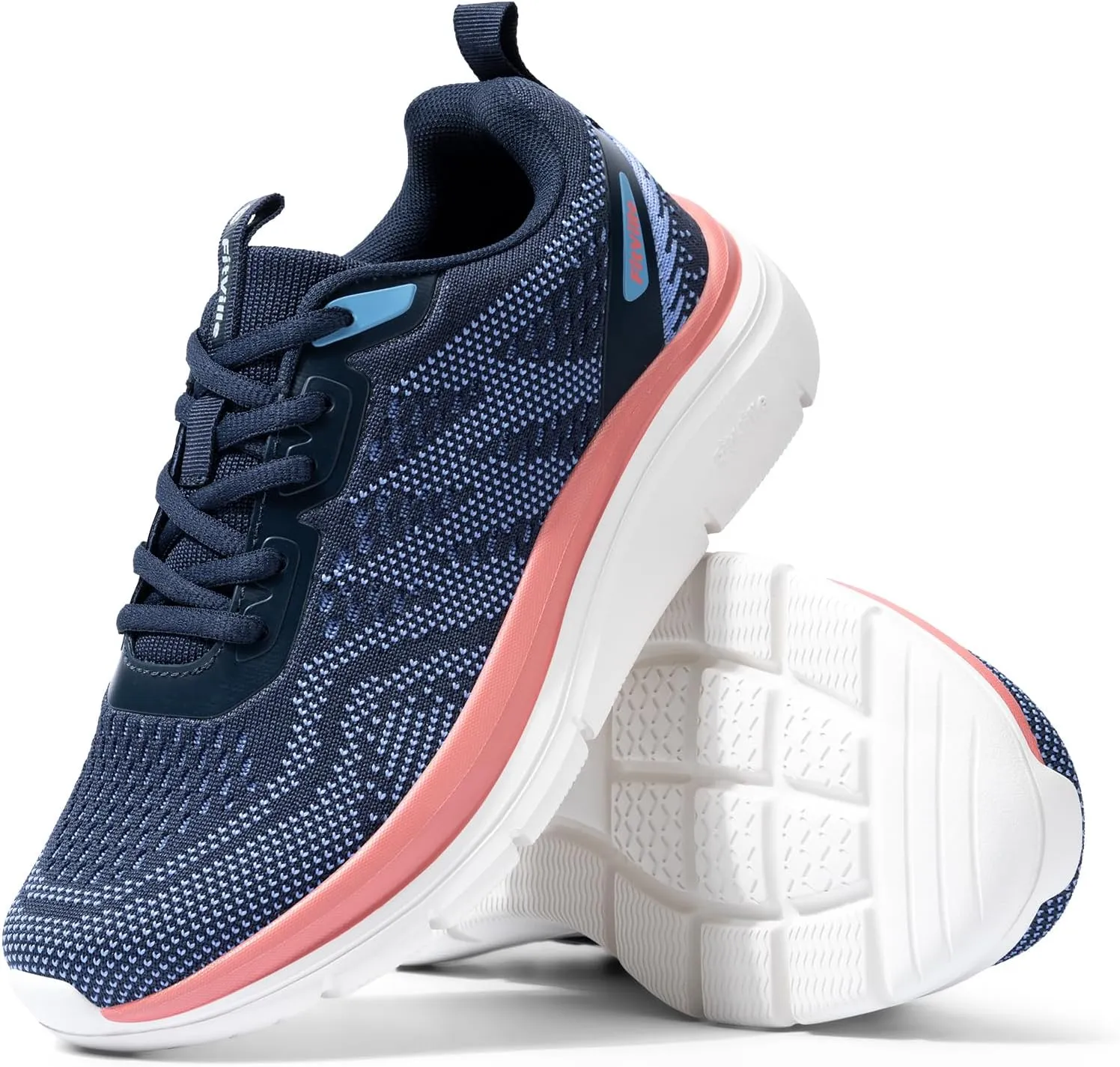 FitVille Women's Wide Walking Shoes Lightweight Sneakers for Women Wide Width for Flat Foot Plantar Fasciitis Heel Pain Relief - Cloud Walker V8