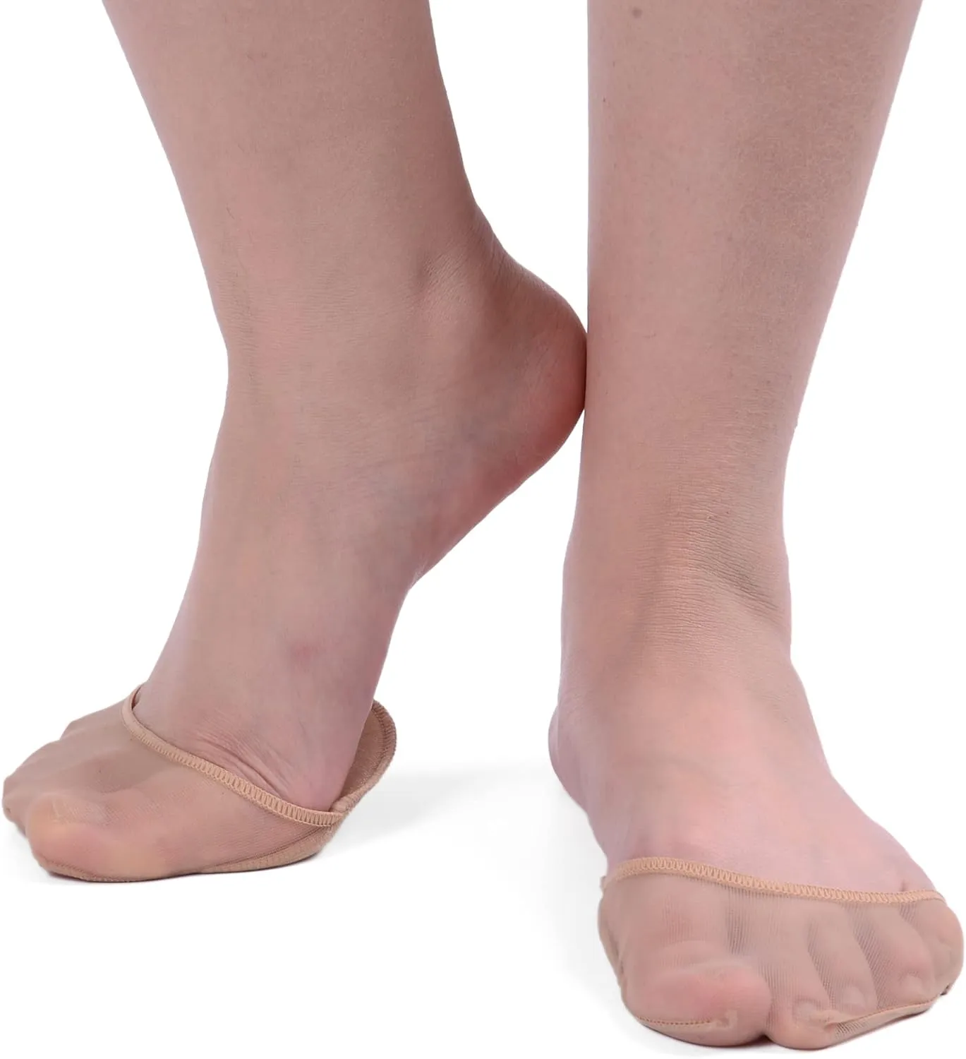 Flammi 6 Pairs Ball of Foot Cushion Socks,Women's Toe Cover with Padding Toe Topper Liner Socks Non-Skid Bottom