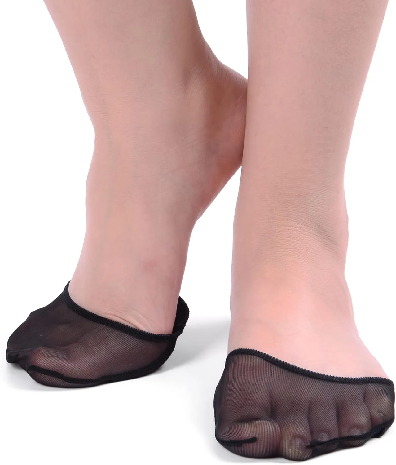 Flammi 6 Pairs Ball of Foot Cushion Socks,Women's Toe Cover with Padding Toe Topper Liner Socks Non-Skid Bottom