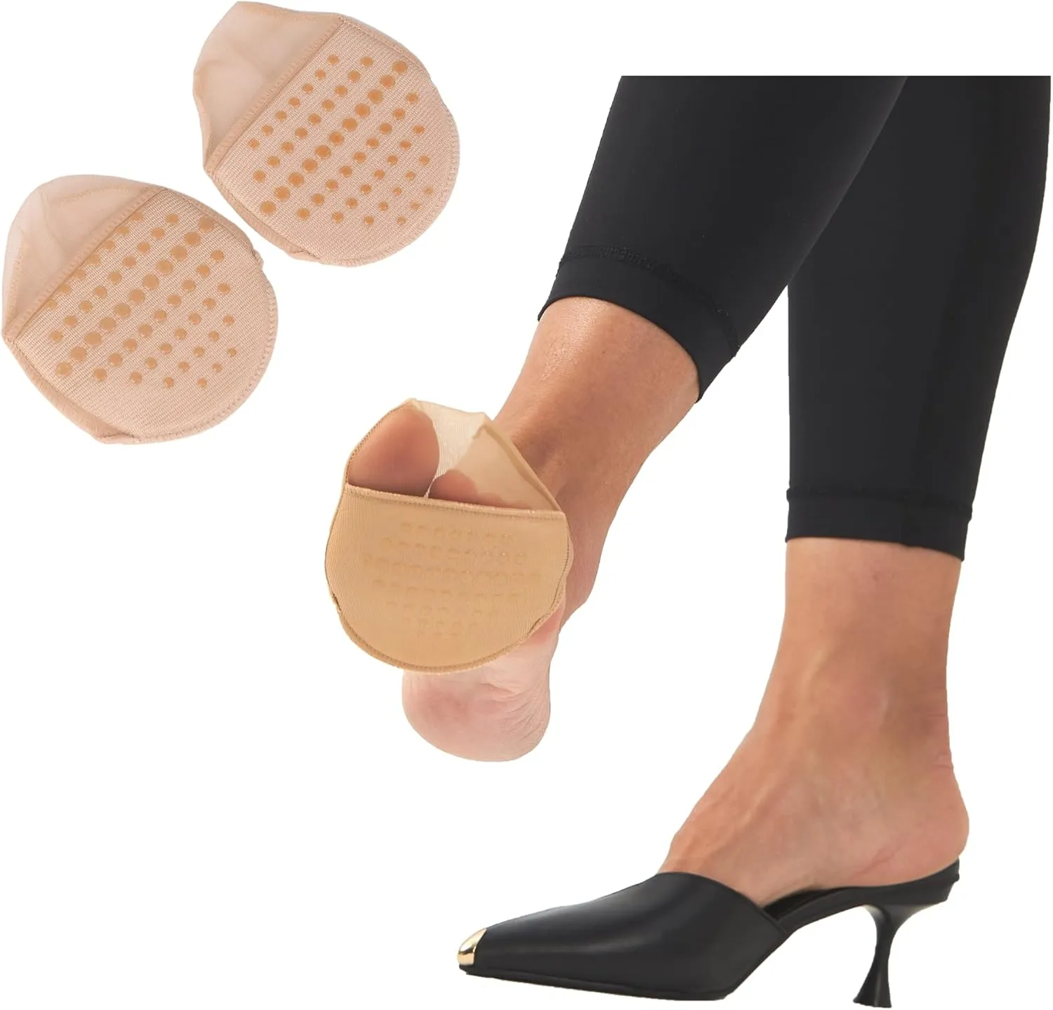 Flammi 6 Pairs Ball of Foot Cushion Socks,Women's Toe Cover with Padding Toe Topper Liner Socks Non-Skid Bottom