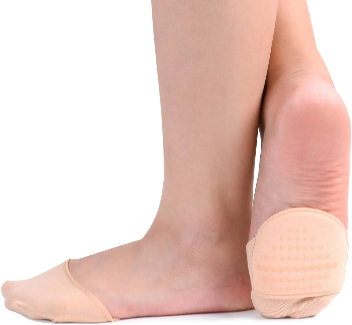 Flammi 6 Pairs Ball of Foot Cushion Socks,Women's Toe Cover with Padding Toe Topper Liner Socks Non-Skid Bottom