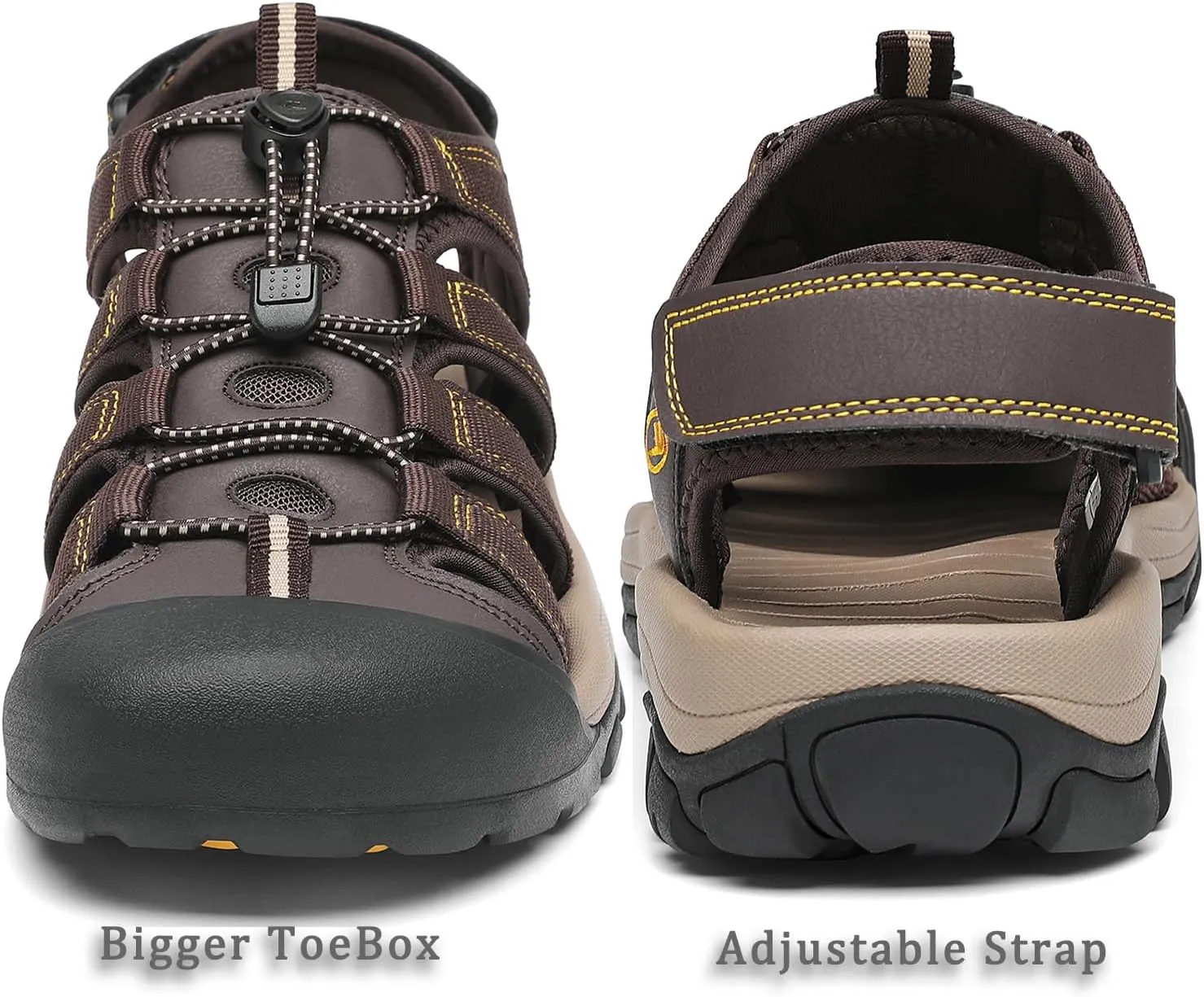 FLARUT Men's Athletic Sandals - Closed Toe Sport Hiking & Outdoor Walking Water Sandals with Anti-Slip Cushioning and Breathable Mesh