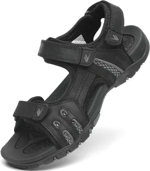 FLARUT Men's Athletic Sandals Sport Outdoor Hiking Sandals Open Toe Leather Walking Sandals Beach Water Shoes