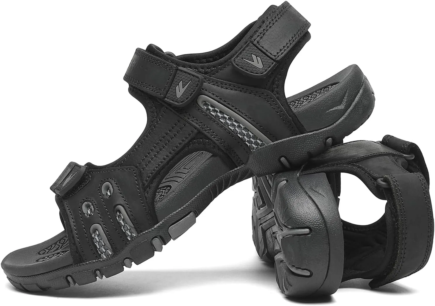 FLARUT Men's Athletic Sandals Sport Outdoor Hiking Sandals Open Toe Leather Walking Sandals Beach Water Shoes