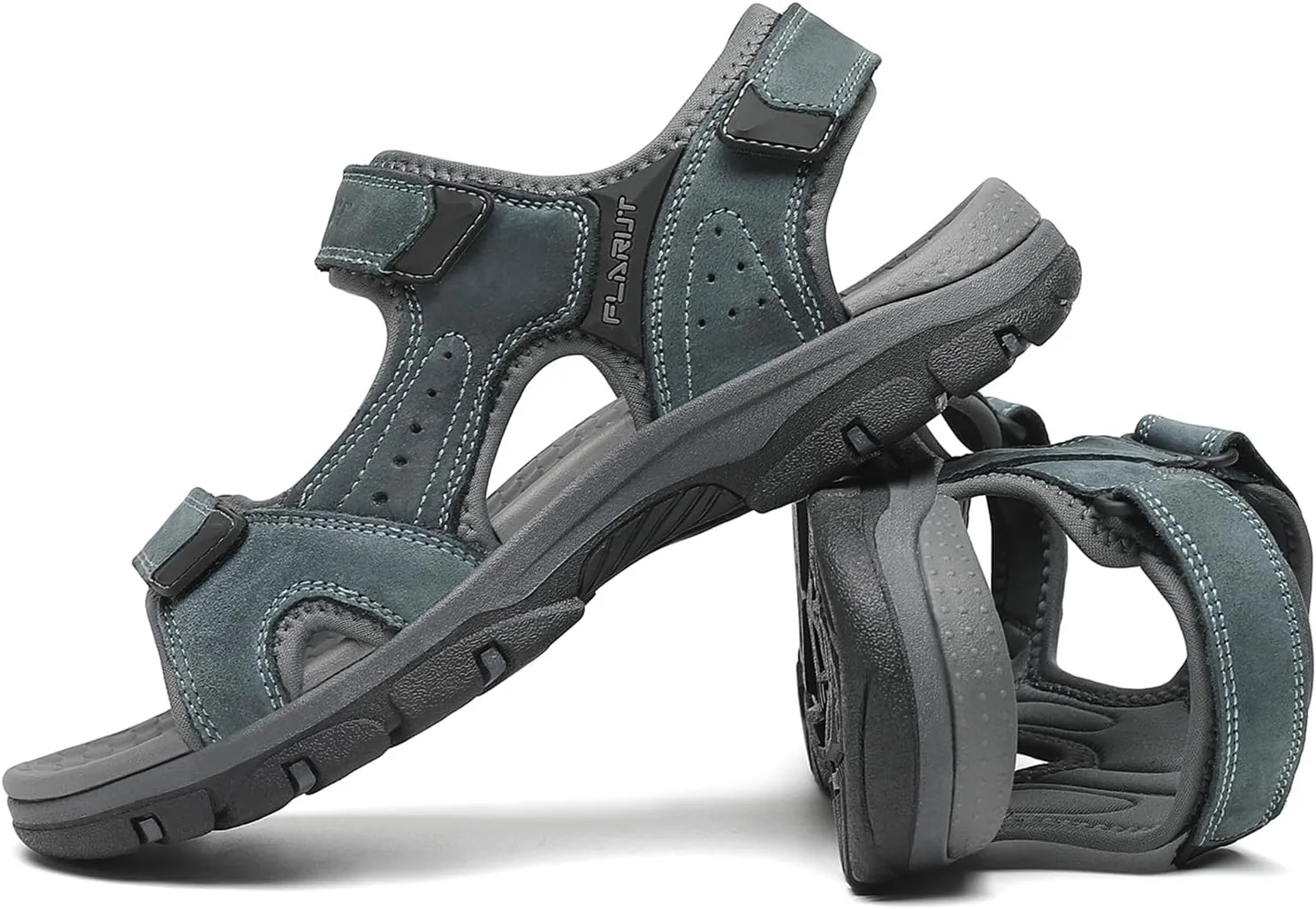 FLARUT Men's Athletic Sandals Sport Outdoor Hiking Sandals Open Toe Leather Walking Sandals Beach Water Shoes