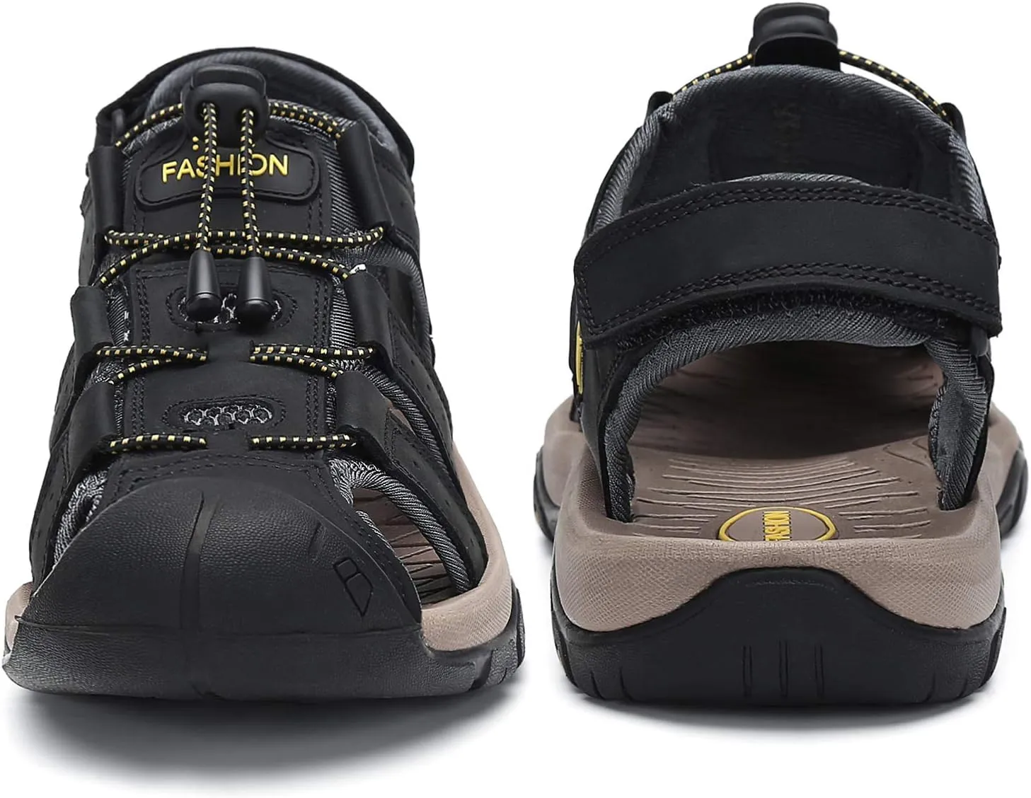 FLARUT Men's Sport Sandals Outdoor Hiking Sandals Closed Toe Leather Athletic Lightweight Trail Walking Casual Sandals Water Shoes