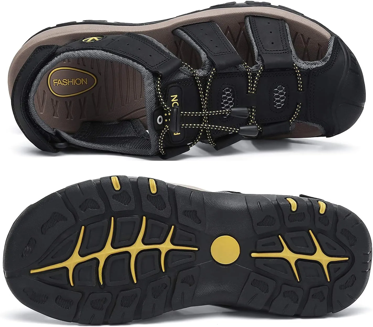 FLARUT Men's Sport Sandals Outdoor Hiking Sandals Closed Toe Leather Athletic Lightweight Trail Walking Casual Sandals Water Shoes