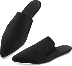 Flats for Women Comfortable Suede Fall Shoes Slingback Pointed Toe Slip On Mules Business Casual Loafers