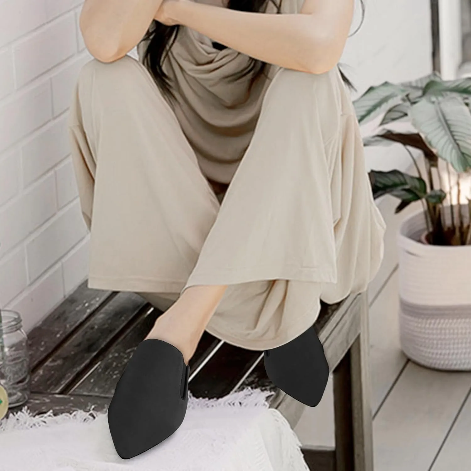 Flats for Women Comfortable Suede Fall Shoes Slingback Pointed Toe Slip On Mules Business Casual Loafers