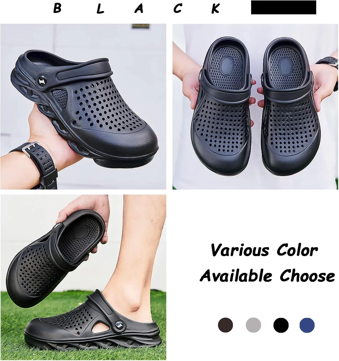 FLIOZY Garden Clogs Mens Water Clogs Summer Breathable Sports Sandals Slip On Beach Sandals Outdoor Indoor Garden Shoes