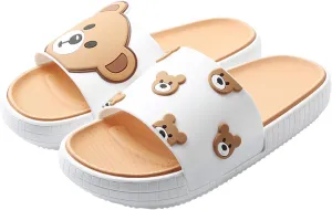 Floette Cute Slide Sandals Kawaii Slippers Shower Non-Slip Bathroom Spa Sandals Comfort Lightweight for Couple Lovers