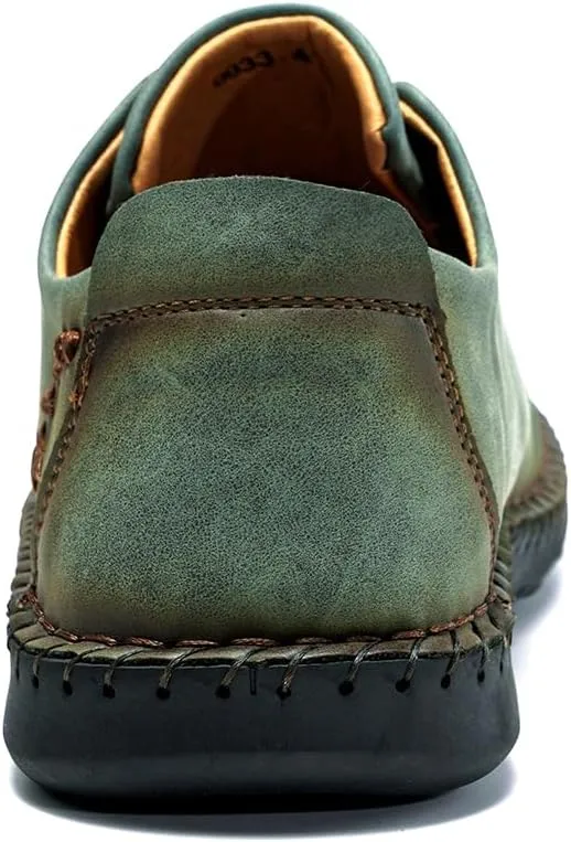 FLYLAND Men's Causal Loafers Leather Handmade Driving Oxford Flats Comfortable Walking Shoes Chukka Boots Business Work Office Shoes