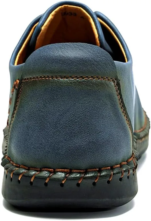 FLYLAND Men's Causal Loafers Leather Handmade Driving Oxford Flats Comfortable Walking Shoes Chukka Boots Business Work Office Shoes