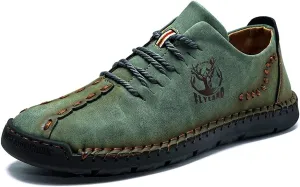 FLYLAND Men's Causal Loafers Leather Handmade Driving Oxford Flats Comfortable Walking Shoes Chukka Boots Business Work Office Shoes
