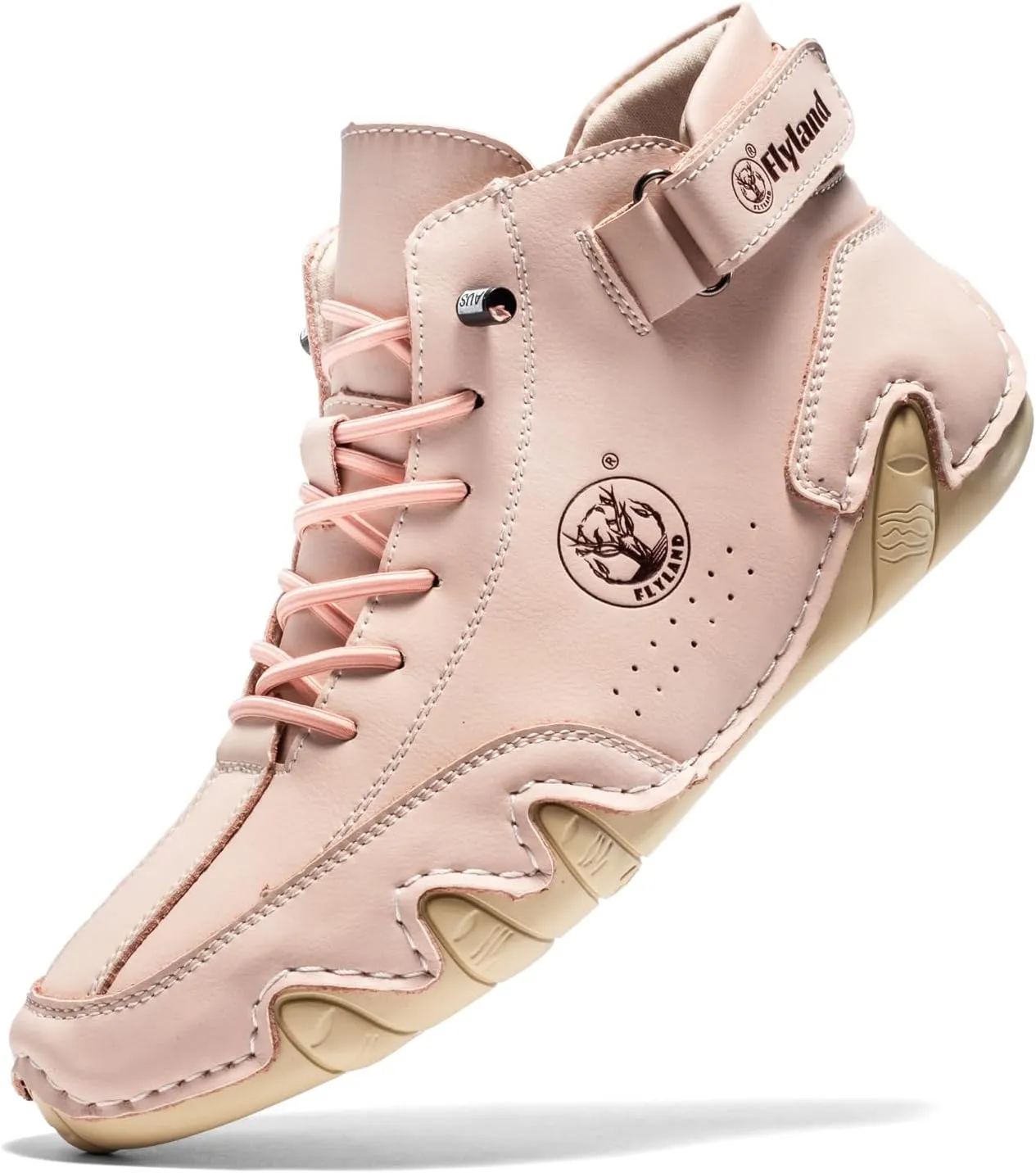 FLYLAND Women's Casual Leather Fashion Sneakers Handmade Ankle Chukka Boots Lightweight Slip-On Loafers Walking Driving Shoes