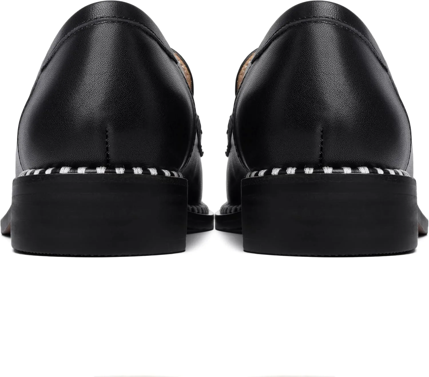 FOGEENA Womens Penny Matte Leather Casual Slip On Round Toe Work Chunky Low Heel Loafers Dress Shoes 1 Inch