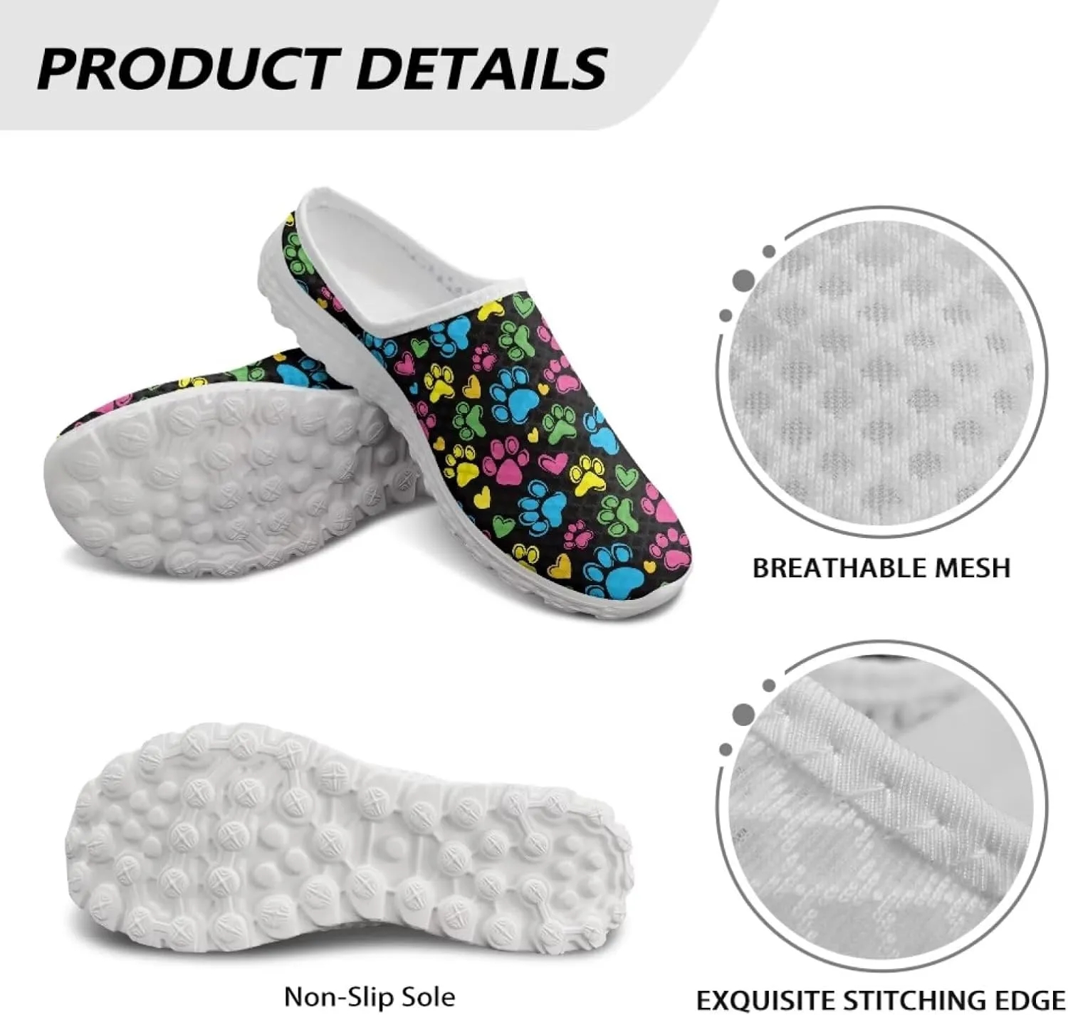 Forchrinse Women's Mules & Clogs Soft Mesh Slip on Walking Sneakers Lightweight Work Nursing Shoes US-5.5-13