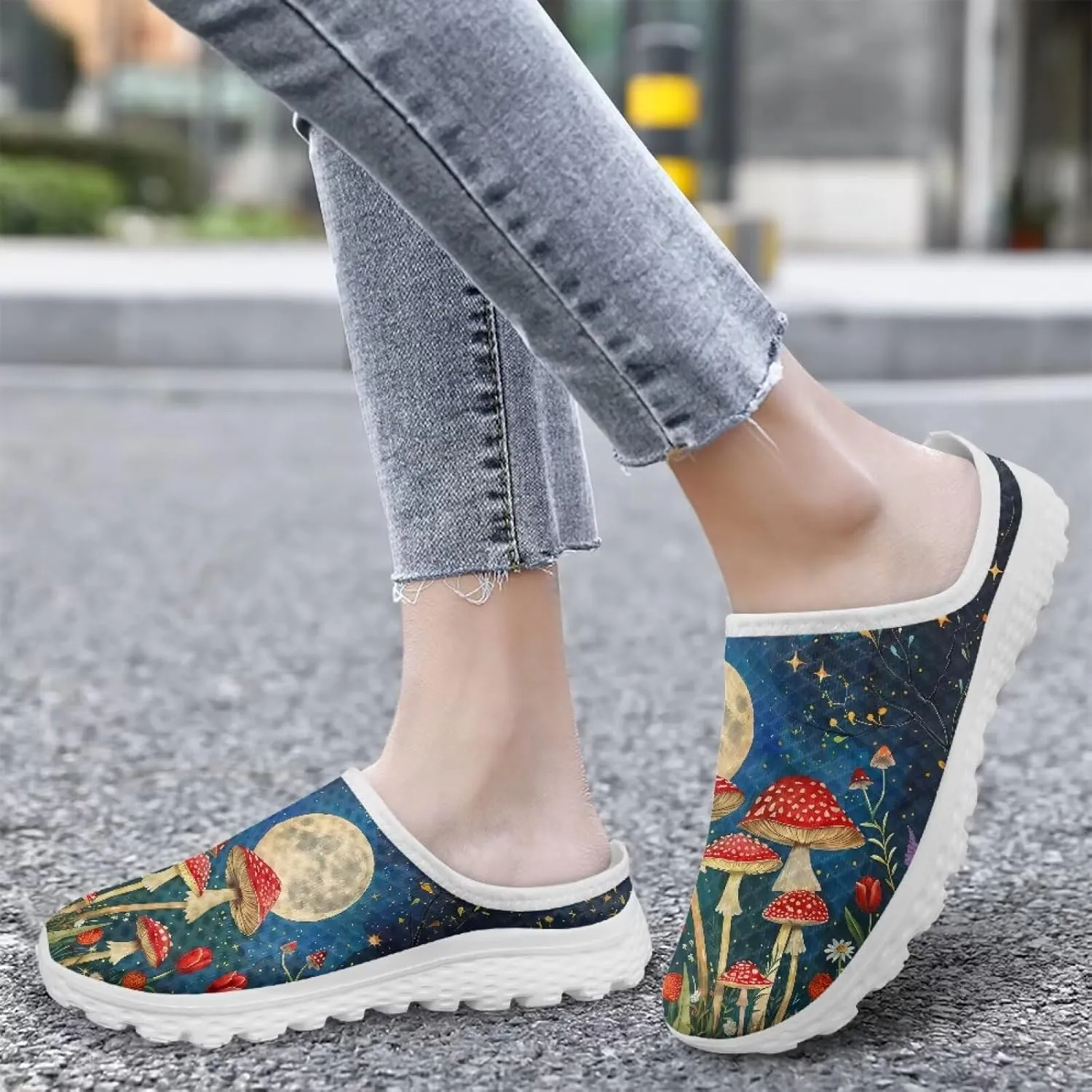Forchrinse Womens Mules Slip On Walking Clog Breathable Mesh Nursing Shoes Lightweight Garden Clogs