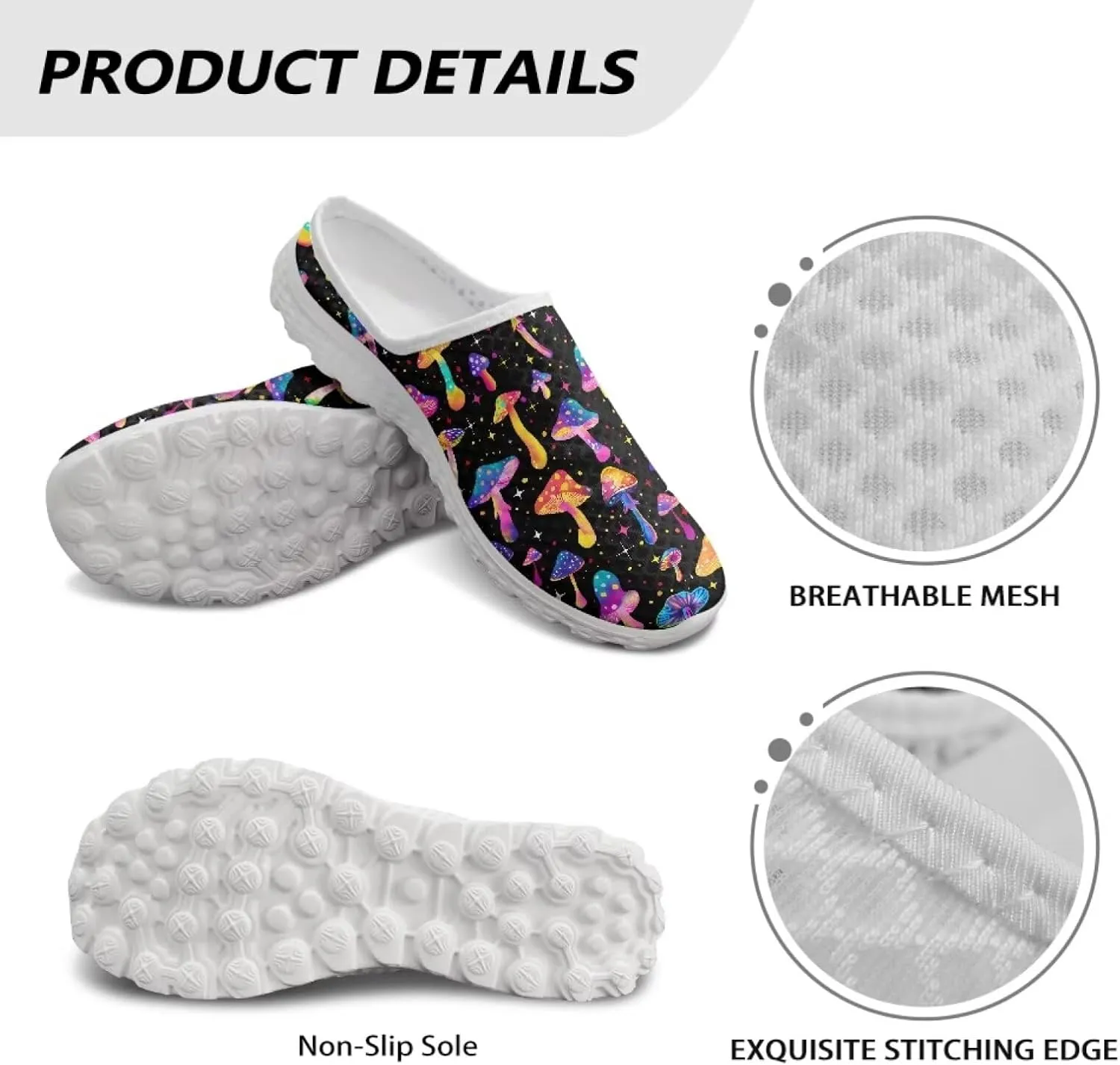 Forchrinse Womens Mules Slip On Walking Clog Breathable Mesh Nursing Shoes Lightweight Garden Clogs