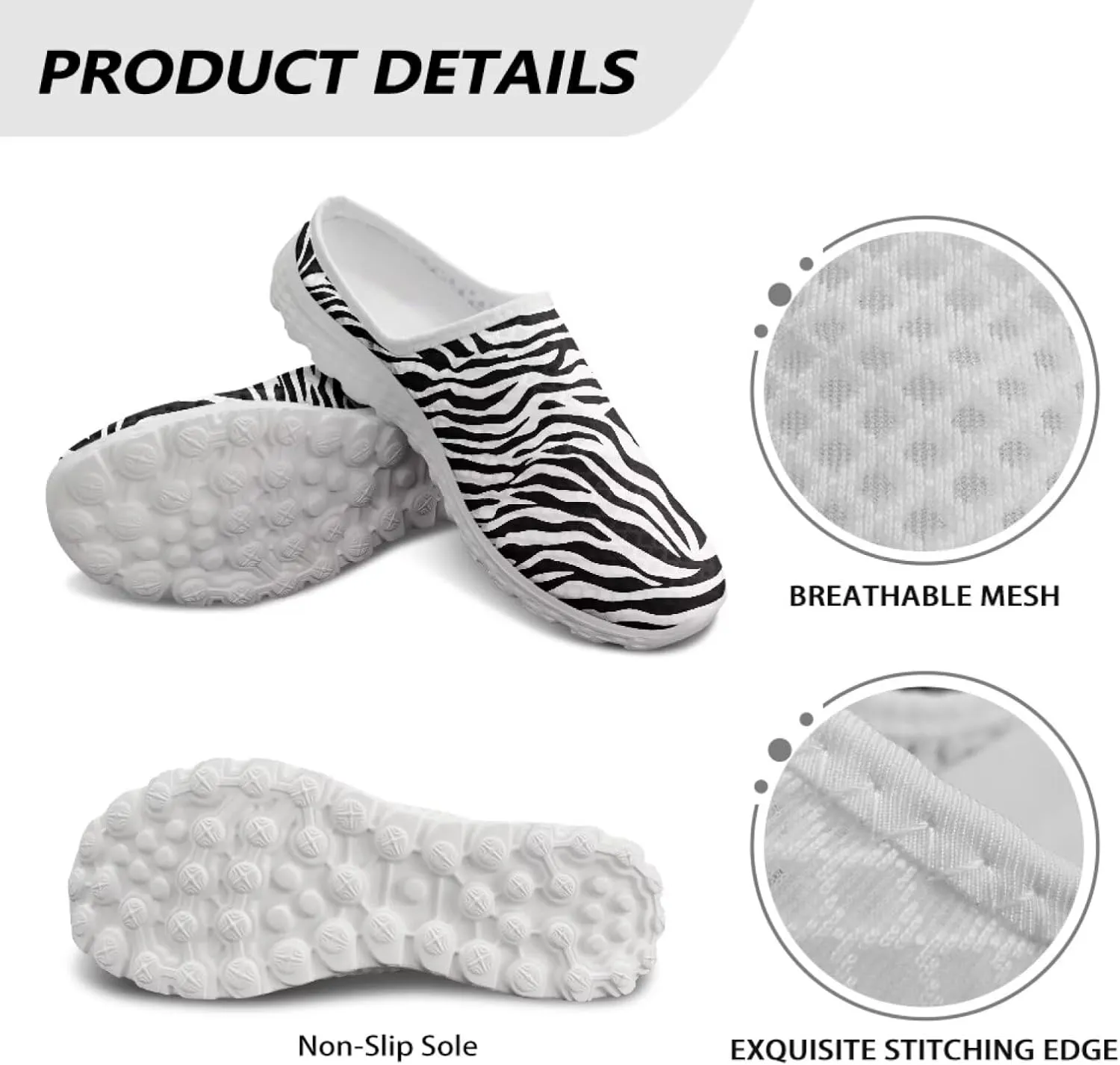 Forchrinse Womens Mules Slip On Walking Clog Breathable Mesh Nursing Shoes Lightweight Garden Clogs