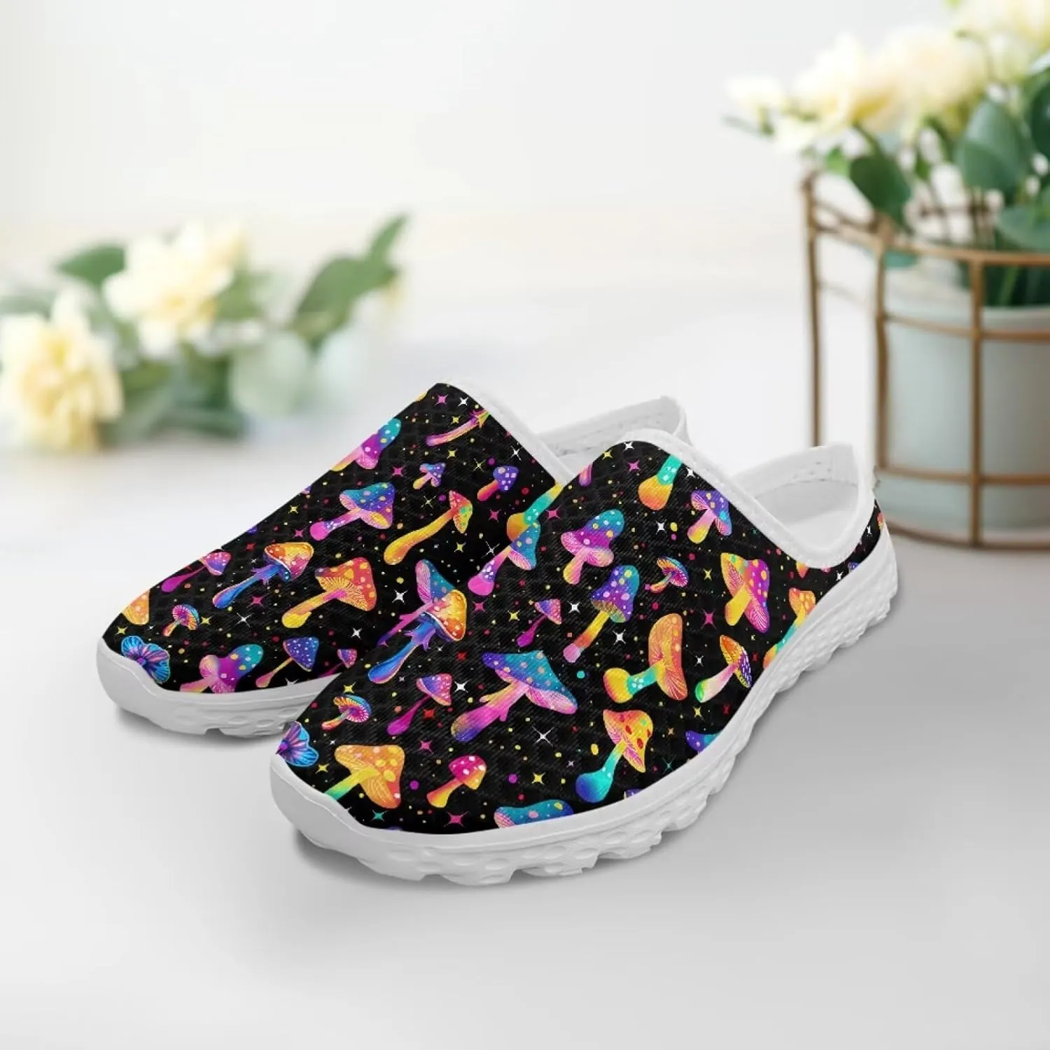 Forchrinse Womens Mules Slip On Walking Clog Breathable Mesh Nursing Shoes Lightweight Garden Clogs