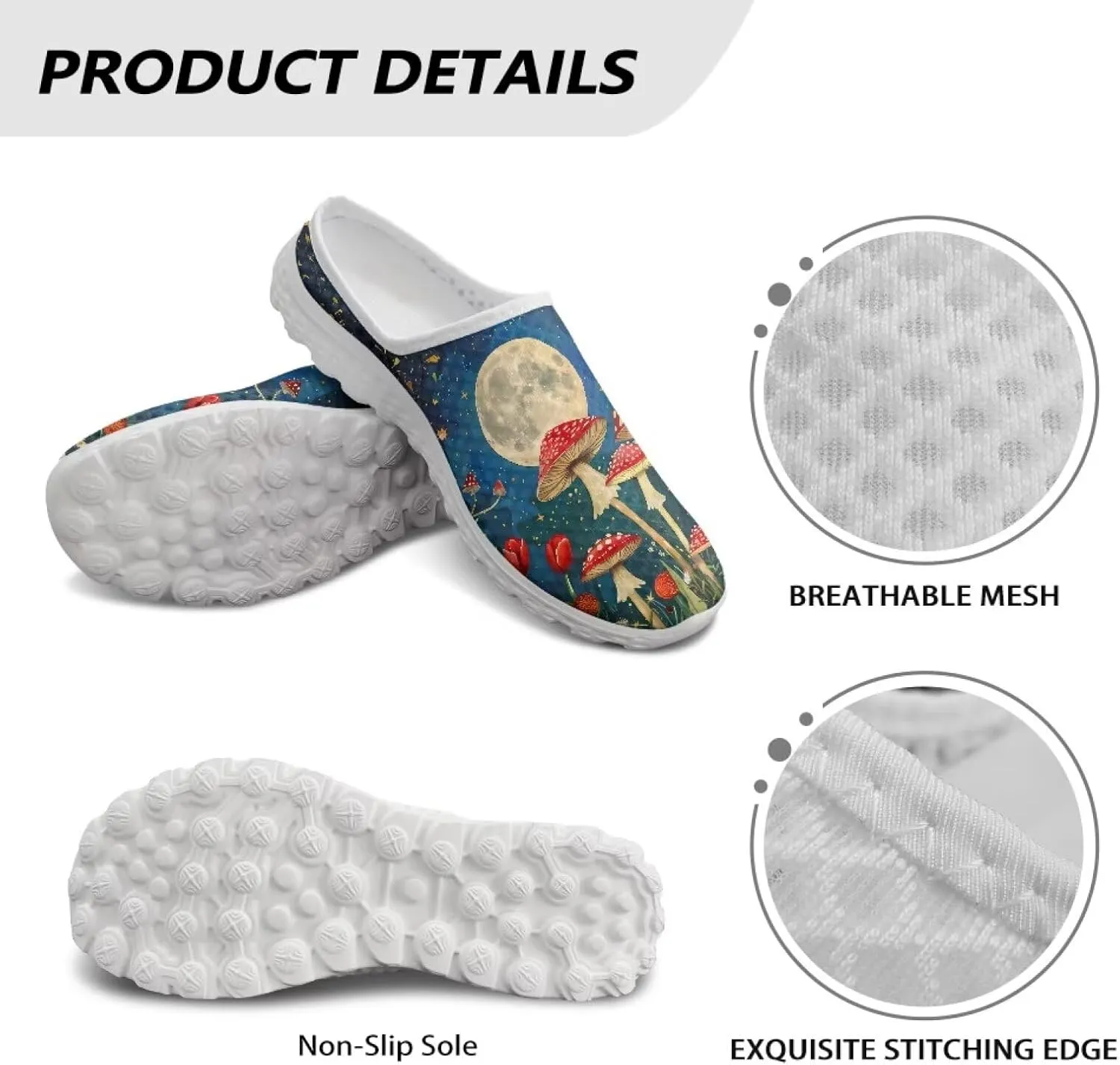 Forchrinse Womens Mules Slip On Walking Clog Breathable Mesh Nursing Shoes Lightweight Garden Clogs