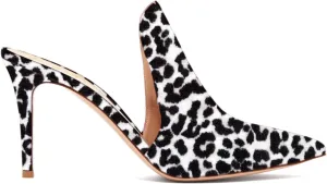 FOWT Fashion Leopard Print Side V Cut Backless Mules for Women Closed Pointed Toe High Stiletto Heel Pumps Chic Slip on One-Piece Shoes for Outdoor Party Dress 4-16 US Size
