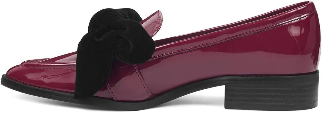 FOWT Women Trendy Bowknots Slip On Flats Loafers Comfort Low Block Heel Pointed Toe Pumps Formal Casual Dressy Shoes Size 4-15 M US