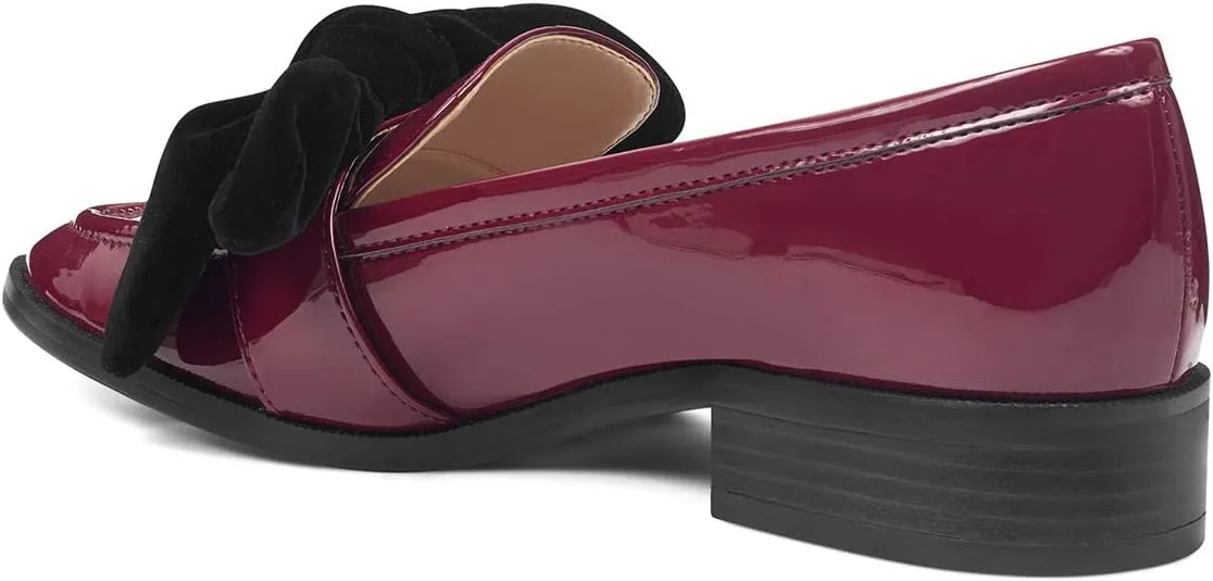 FOWT Women Trendy Bowknots Slip On Flats Loafers Comfort Low Block Heel Pointed Toe Pumps Formal Casual Dressy Shoes Size 4-15 M US