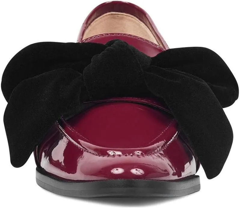 FOWT Women Trendy Bowknots Slip On Flats Loafers Comfort Low Block Heel Pointed Toe Pumps Formal Casual Dressy Shoes Size 4-15 M US