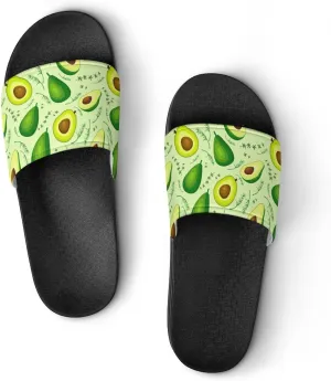 Fresh Fruits Avocado Home Slippers PVC Open Toe Shower Slippers Fashion Sandals for Men Women 39 (245mm)
