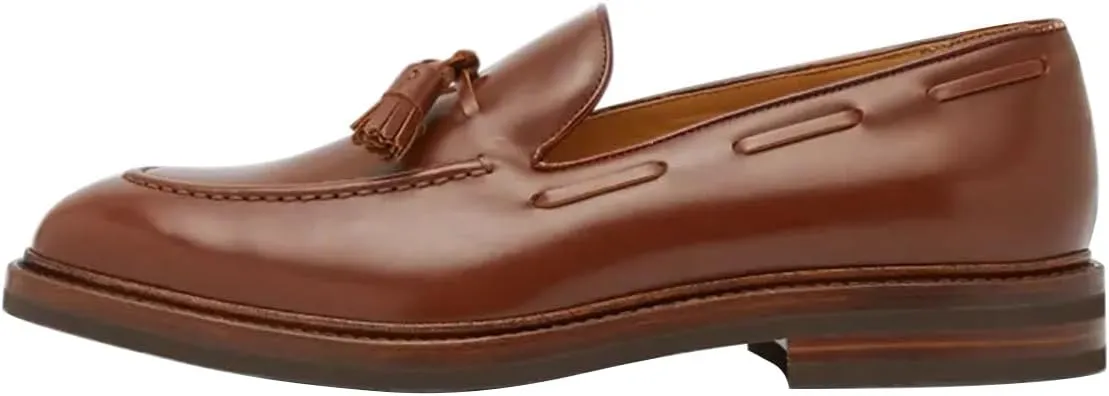 FSJ Men's Elegant Loafer with Tassel Accent Premium Leather Slip-on Comfort Cushioned Luxury Handmade Formal Casual Dress Shoes Size 4-16 US