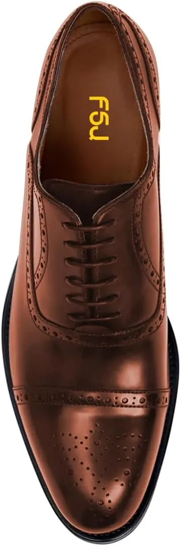 FSJ Men's Stylish Closed Cap Toe Low Heel Derby Oxfords Lace-Up Comfort Casual Daily Walking Dress Shoes Size 4-16 US