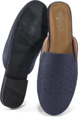 FUDYNMALC Mules for Women Flats Comfortable Round Toe Womens Mules Shoes Breathable Slip On Backless Slide Loafers for Women