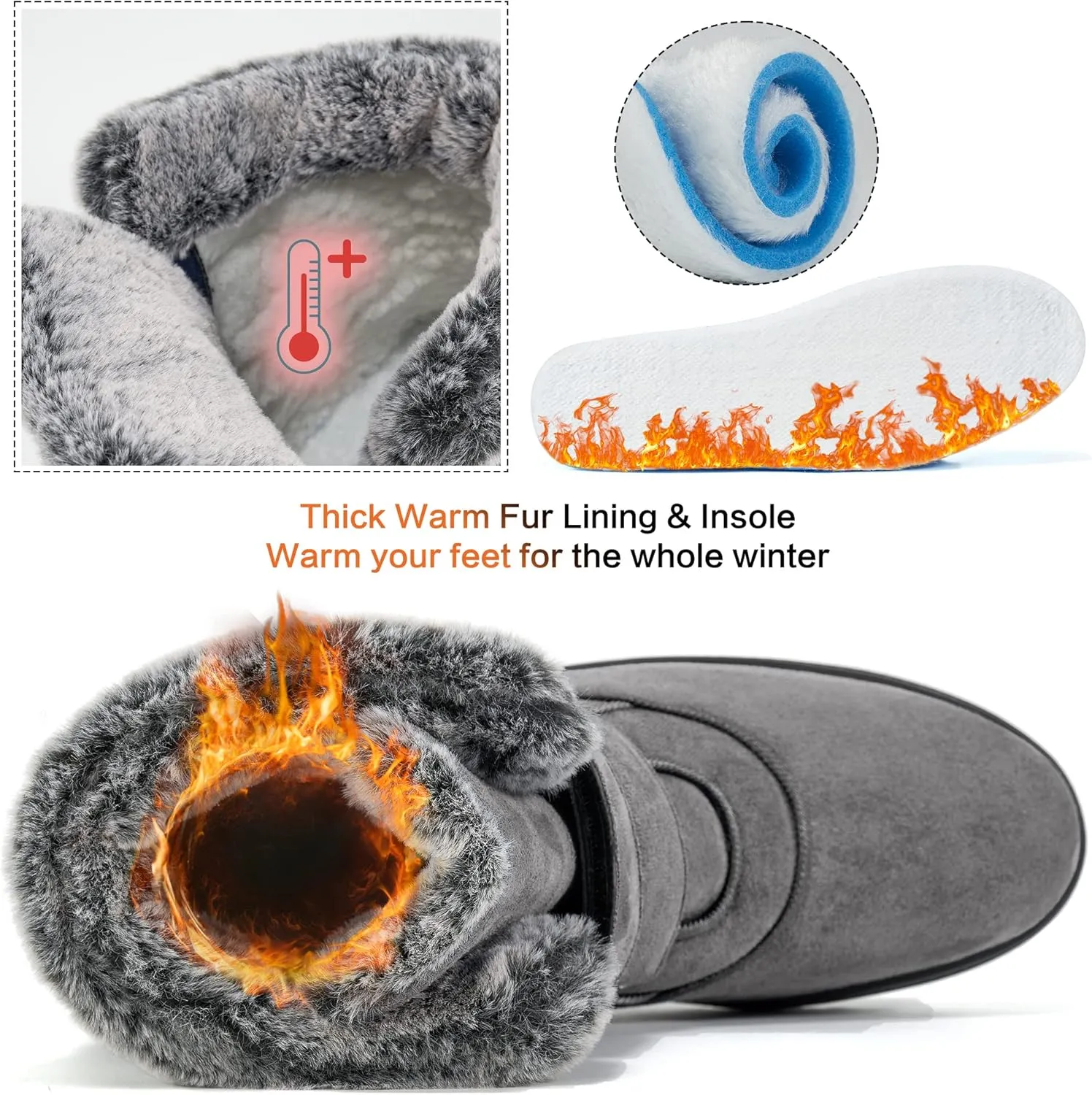 FUDYNMALC Women Winter Snow Boots: Warm Fur Lined Womens Ankle Booties - Comfortable Walking Outdoor Boot Cute