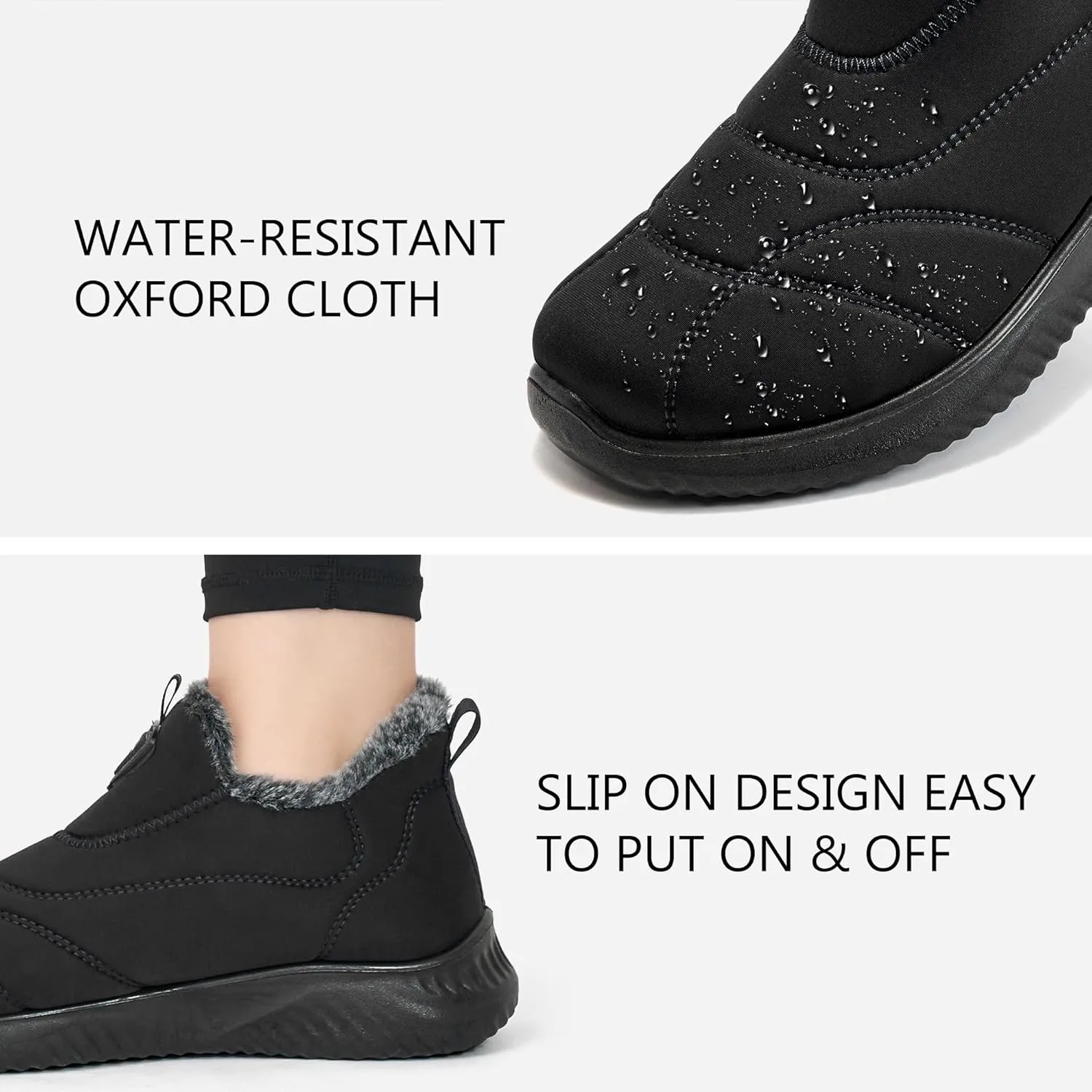 FUDYNMALC Womens Snow Boots Winter Shoes: Warm Fur Lined Slip On Ankle Booties Water Resistant Comfortable Outdoor Boot Lightweight