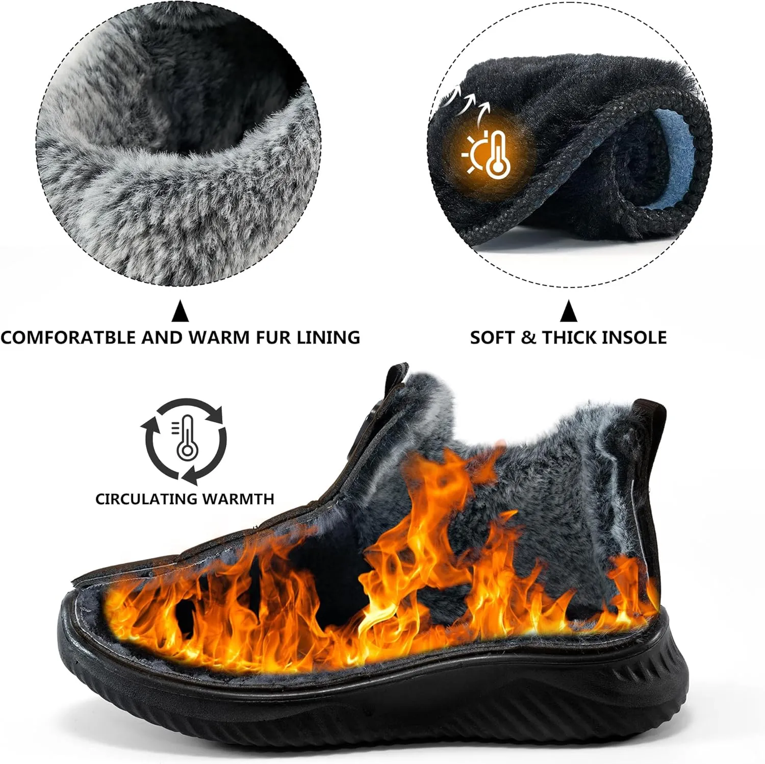 FUDYNMALC Womens Snow Boots Winter Shoes: Warm Fur Lined Slip On Ankle Booties Water Resistant Comfortable Outdoor Boot Lightweight