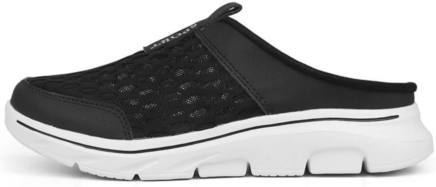 FUNCOS Men's Arch Support Slip-On Mules - Breathable Mesh Walking Shoes with Memory Foam, Lightweight Comfortable House Slippers for Indoor & Outdoor