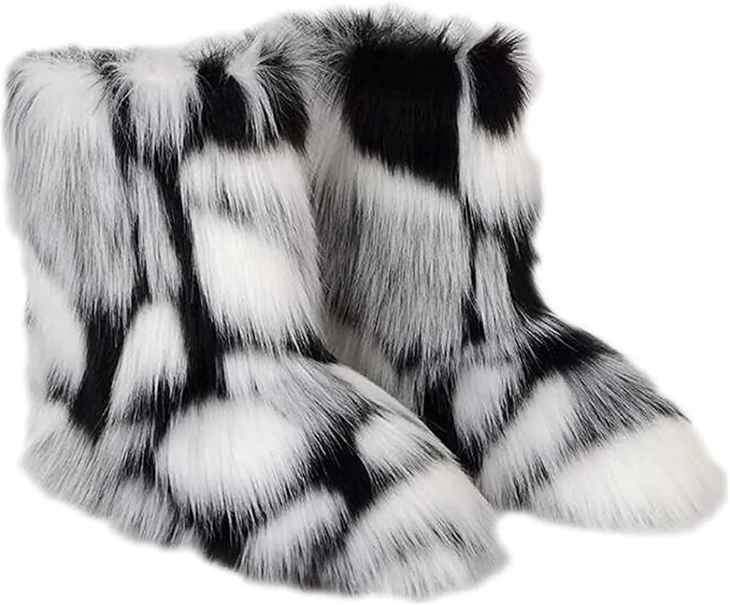 FUNCOS Women's Faux Fur Boots Warm Fuzzy Fluffy Winter Halloween Party Costume Shoes